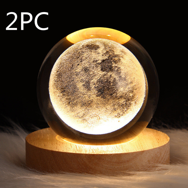 Luminous starry sky and planet moon moon crystal ball small night lamp projection ambience light creative gift new strange gift