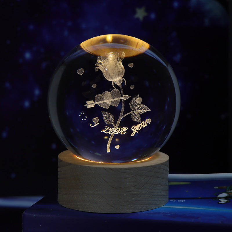 Luminous starry sky and planet moon moon crystal ball small night lamp projection ambience light creative gift new strange gift