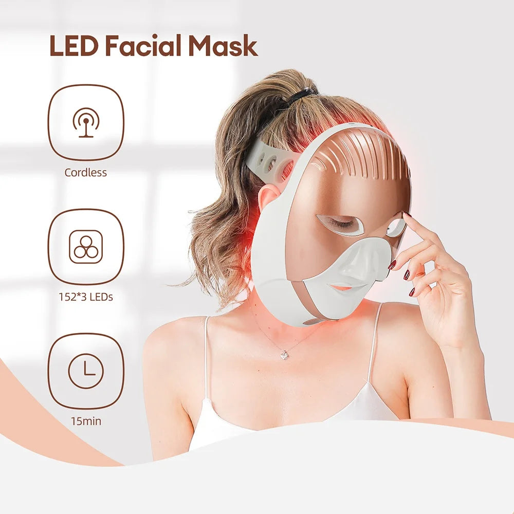 Premium LED-Maske 7 Farben – Photon-Therapie für Gesicht & Hals – Anti-Aging, Akne & Hautverjüngung-Photonentherapie-Schönheitsmaschine