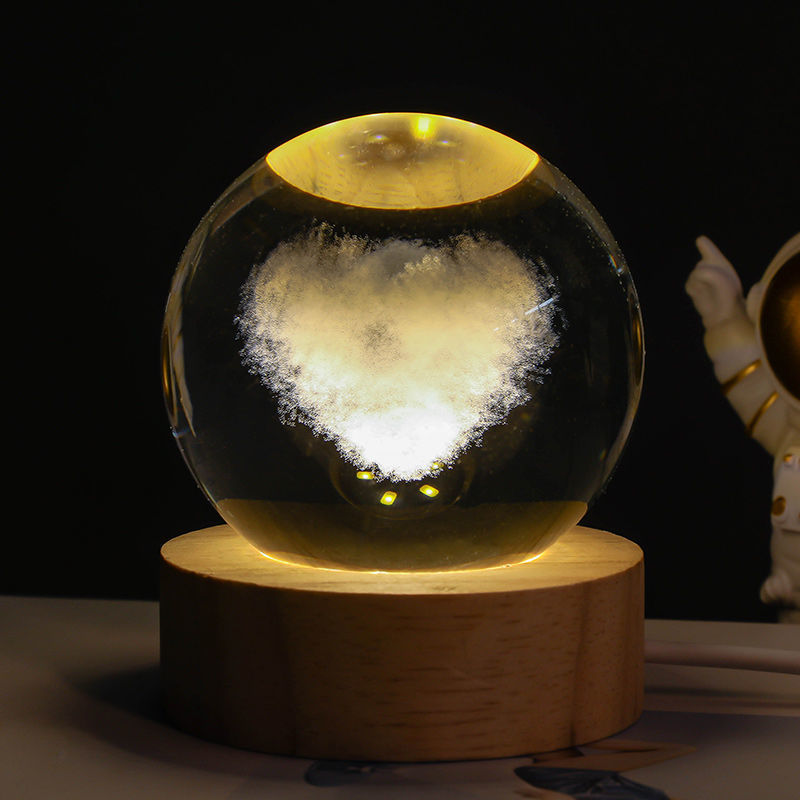 Luminous starry sky and planet moon moon crystal ball small night lamp projection ambience light creative gift new strange gift